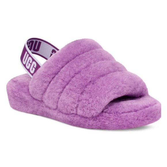 UGG Shoes - NEW UGG Size 9 Women's Fluff Yeah Genuine Shearling Slingback Sandal, Purple Sky